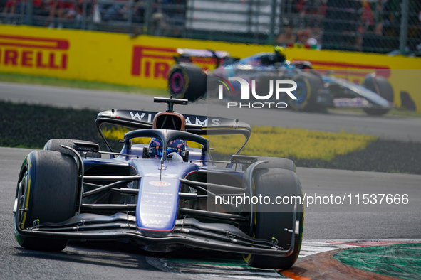 Alexander Albon of Thailand drives the (23) Williams Racing during the Race of the Formula 1 Pirelli Gran Premio d'Italia 2024 in Monza, Ita...