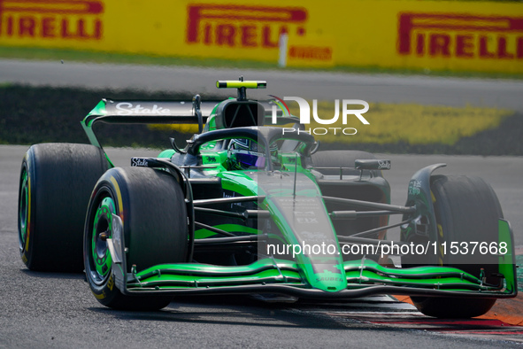 Zhou Guanyu of China drives the (24) Stake F1 Team Kick Sauber C44 during the Race of the Formula 1 Pirelli Gran Premio d'Italia 2024 in Mon...