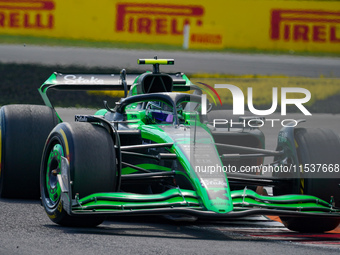 Zhou Guanyu of China drives the (24) Stake F1 Team Kick Sauber C44 during the Race of the Formula 1 Pirelli Gran Premio d'Italia 2024 in Mon...