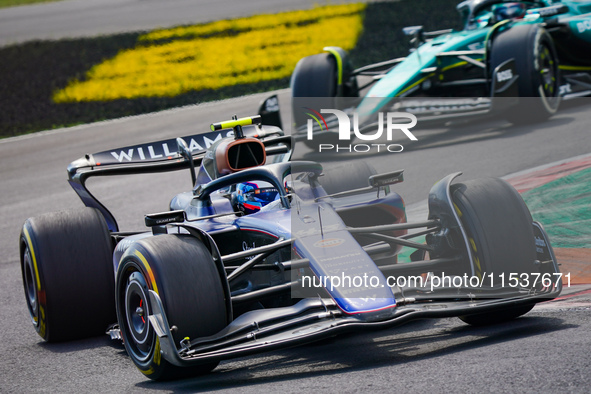 Franco Colapinto of Argentina drives the (43) Williams Racing during the Race of the Formula 1 Pirelli Gran Premio d'Italia 2024 in Monza, I...