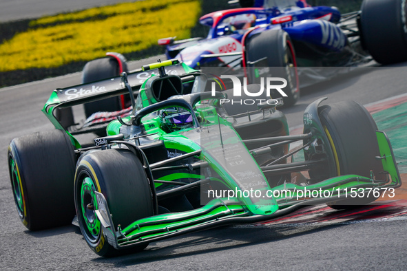 Zhou Guanyu of China drives the (24) Stake F1 Team Kick Sauber C44 during the Race of the Formula 1 Pirelli Gran Premio d'Italia 2024 in Mon...