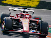 Charles Leclerc of Monaco drives the (16) Scuderia Ferrari SF-24 during the Race of the Formula 1 Pirelli Gran Premio d'Italia 2024 in Monza...