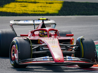 Carlos Sainz of Spain drives the (55) Scuderia Ferrari SF-24 during the Race of the Formula 1 Pirelli Gran Premio d'Italia 2024 in Monza, It...