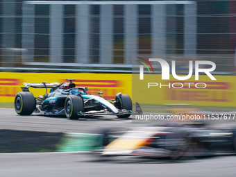 George Russell of the United Kingdom drives the (63) Mercedes-AMG PETRONAS F1 Team W15 during the Race of the Formula 1 Pirelli Gran Premio...