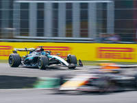 George Russell of the United Kingdom drives the (63) Mercedes-AMG PETRONAS F1 Team W15 during the Race of the Formula 1 Pirelli Gran Premio...