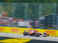 Charles Leclerc of Monaco drives the (16) Scuderia Ferrari SF-24 during the Race of the Formula 1 Pirelli Gran Premio d'Italia 2024 in Monza...