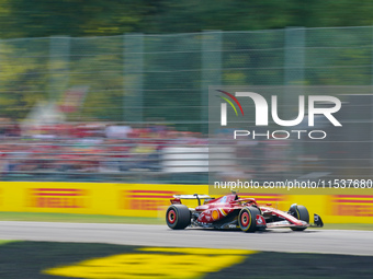 Carlos Sainz of Spain drives the (55) Scuderia Ferrari SF-24 during the Race of the Formula 1 Pirelli Gran Premio d'Italia 2024 in Monza, It...