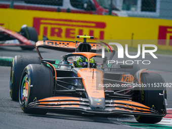 Lando Norris of the United Kingdom drives the (04) McLaren F1 Team MCL38 during the Race of the Formula 1 Pirelli Gran Premio d'Italia 2024...