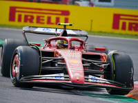 Carlos Sainz of Spain drives the (55) Scuderia Ferrari SF-24 during the Race of the Formula 1 Pirelli Gran Premio d'Italia 2024 in Monza, It...