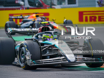 Lewis Hamilton of the United Kingdom drives the (44) Mercedes-AMG PETRONAS F1 Team W15 during the Race of the Formula 1 Pirelli Gran Premio...