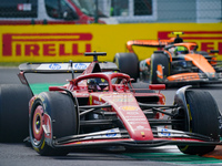 Charles Leclerc of Monaco drives the (16) Scuderia Ferrari SF-24 during the Race of the Formula 1 Pirelli Gran Premio d'Italia 2024 in Monza...