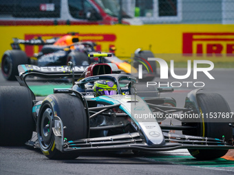 Lewis Hamilton of the United Kingdom drives the (44) Mercedes-AMG PETRONAS F1 Team W15 during the Race of the Formula 1 Pirelli Gran Premio...