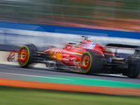 Charles Leclerc of Monaco drives the (16) Scuderia Ferrari SF-24 during the Race of the Formula 1 Pirelli Gran Premio d'Italia 2024 in Monza...