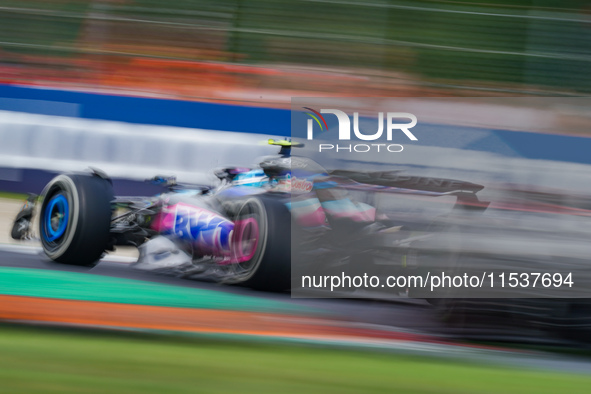 Pierre Gasly of France drives the (10) BWT Alpine F1 Team A524 during the Race of the Formula 1 Pirelli Gran Premio d'Italia 2024 in Monza,...