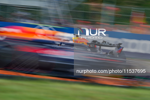 Max Verstappen of the Netherlands drives the Oracle Red Bull Racing RB20 during the Race of the Formula 1 Pirelli Gran Premio d'Italia 2024...