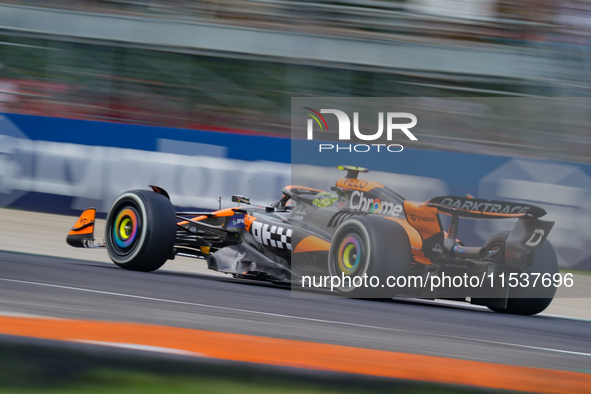 Lando Norris of the United Kingdom drives the (04) McLaren F1 Team MCL38 during the Race of the Formula 1 Pirelli Gran Premio d'Italia 2024...