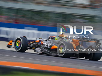 Lando Norris of the United Kingdom drives the (04) McLaren F1 Team MCL38 during the Race of the Formula 1 Pirelli Gran Premio d'Italia 2024...