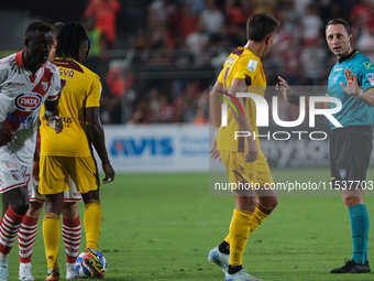 The referee of the match, Valerio Rosario Abisso of the Palermo delegation, during the Italian Serie B soccer championship football match be...