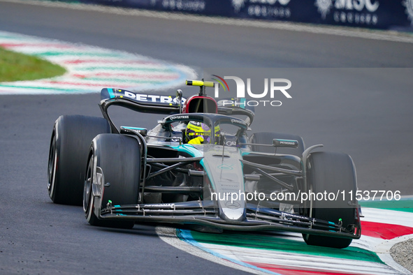 Lewis Hamilton of the United Kingdom drives the (44) Mercedes-AMG PETRONAS F1 Team W15 during the Race of the Formula 1 Pirelli Gran Premio...