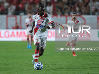 Davis Mensah of Mantova 1911 carries the ball during the Italian Serie B soccer championship football match between Mantova Calcio 1911 and...