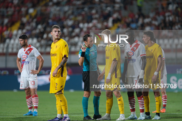 The referee of the match, Valerio Rosario Abisso of the Palermo delegation, during the Italian Serie B soccer championship football match be...