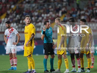 The referee of the match, Valerio Rosario Abisso of the Palermo delegation, during the Italian Serie B soccer championship football match be...