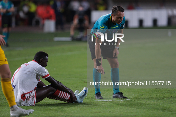 The referee of the match, Valerio Rosario Abisso of the Palermo delegation, during the Italian Serie B soccer championship football match be...