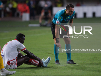 The referee of the match, Valerio Rosario Abisso of the Palermo delegation, during the Italian Serie B soccer championship football match be...