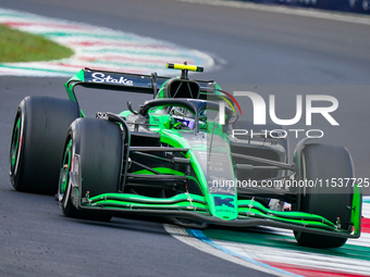 Zhou Guanyu of China drives the (24) Stake F1 Team Kick Sauber C44 during the Race of the Formula 1 Pirelli Gran Premio d'Italia 2024 in Mon...