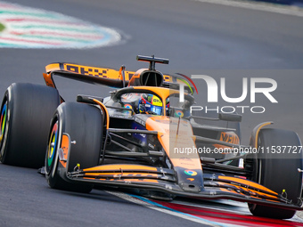 Oscar Piastri of Australia drives the (81) McLaren F1 Team MCL38 during the Race of the Formula 1 Pirelli Gran Premio d'Italia 2024 in Monza...