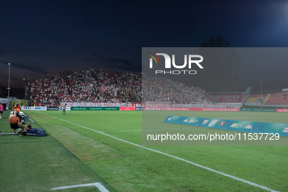 Supporters of Mantova 1911 during the Italian Serie B soccer championship football match between Mantova Calcio 1911 and US Salernitana 1919...