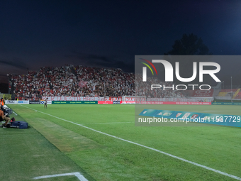 Supporters of Mantova 1911 during the Italian Serie B soccer championship football match between Mantova Calcio 1911 and US Salernitana 1919...