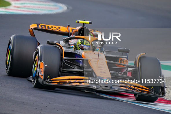 Lando Norris of the United Kingdom drives the (04) McLaren F1 Team MCL38 during the Race of the Formula 1 Pirelli Gran Premio d'Italia 2024...