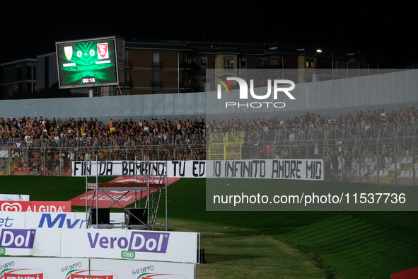 Supporters of US Salernitana 1919 during the Italian Serie B soccer championship football match between Mantova Calcio 1911 and US Salernita...