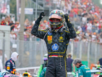 Charles Leclerc celebrates the win of the race during the Race of the Formula 1 Pirelli Gran Premio d'Italia 2024 in Monza, Italy, on Septem...