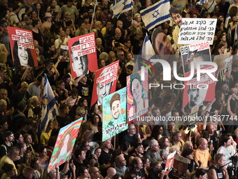 Dozens of thousands of Israelis protest against the Israeli government, calling for the immediate release of the hostages still held by Hama...