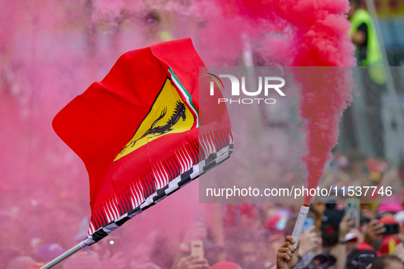 Tifosi Ferrari during the Race of the Formula 1 Pirelli Gran Premio d'Italia 2024 in Monza, Italy, on September 1, 2024. 