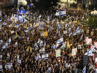 Dozens of thousands of Israelis protest against the Israeli government, calling for the immediate release of the hostages still held by Hama...