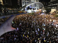 Dozens of thousands of Israelis protest against the Israeli government, calling for the immediate release of the hostages still held by Hama...