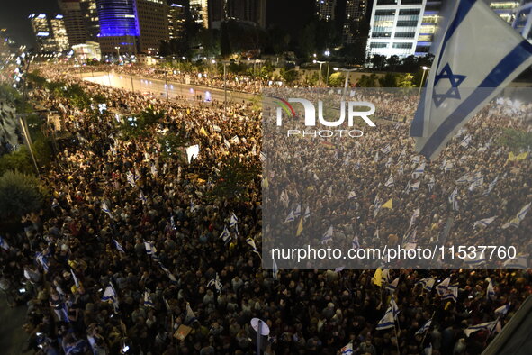 Dozens of thousands of Israelis protest against the Israeli government, calling for the immediate release of the hostages still held by Hama...