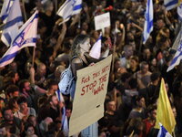 Dozens of thousands of Israelis protest against the Israeli government, calling for the immediate release of the hostages still held by Hama...