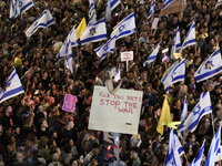 Dozens of thousands of Israelis protest against the Israeli government, calling for the immediate release of the hostages still held by Hama...