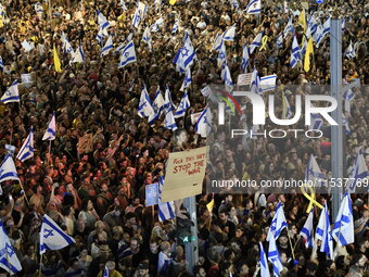 Dozens of thousands of Israelis protest against the Israeli government, calling for the immediate release of the hostages still held by Hama...