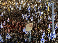 Dozens of thousands of Israelis protest against the Israeli government, calling for the immediate release of the hostages still held by Hama...