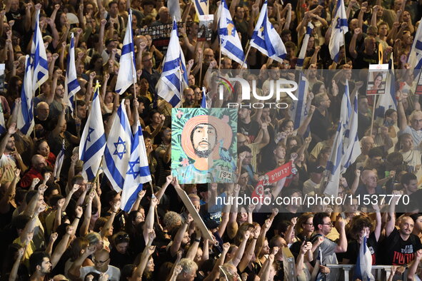 Dozens of thousands of Israelis protest against the Israeli government, calling for the immediate release of the hostages still held by Hama...