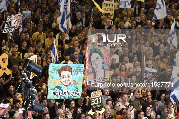 Dozens of thousands of Israelis protest against the Israeli government, calling for the immediate release of the hostages still held by Hama...