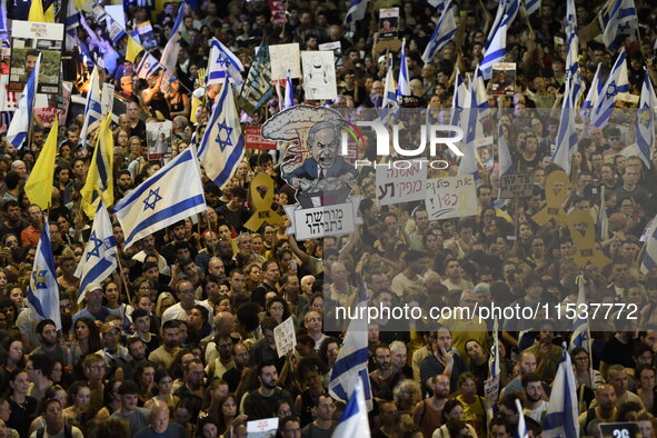 Dozens of thousands of Israelis protest against the Israeli government, calling for the immediate release of the hostages still held by Hama...