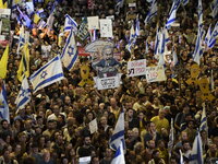 Dozens of thousands of Israelis protest against the Israeli government, calling for the immediate release of the hostages still held by Hama...