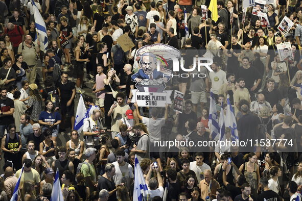 Dozens of thousands of Israelis protest against the Israeli government, calling for the immediate release of the hostages still held by Hama...