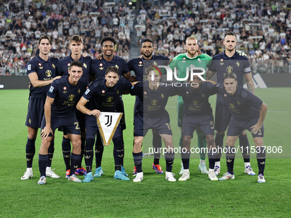 Juventus team during the Serie A 2024-2025 match between Juventus and Roma in Turin, Italy, on September 1, 2024 